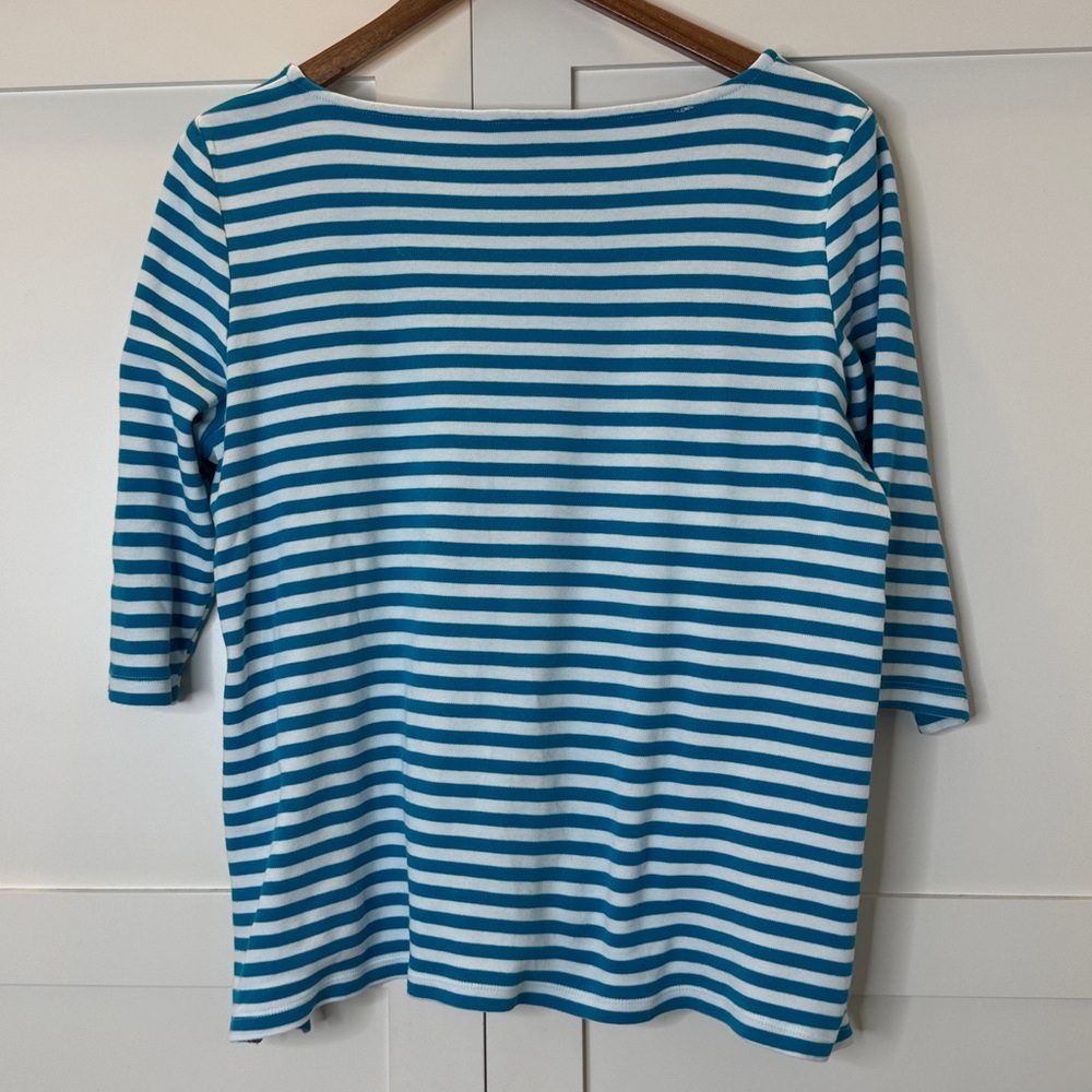 Lands' End Blue and White Striped Long Sleeve Tee Large - Picture 7 of 9